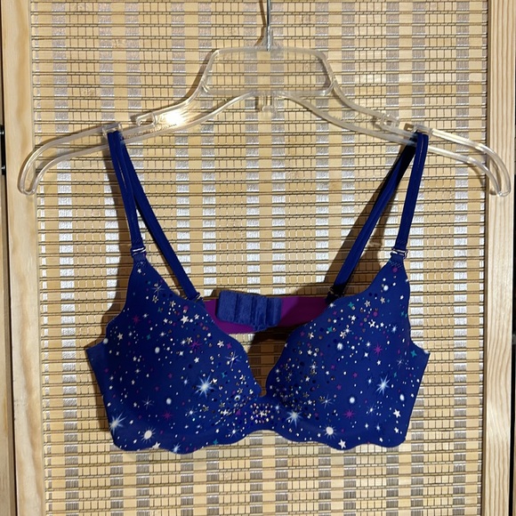 Victoria's Secret Secret Embrace Push Up Bra Blue Night Sky Sparkles 32C - Picture 2 of 14